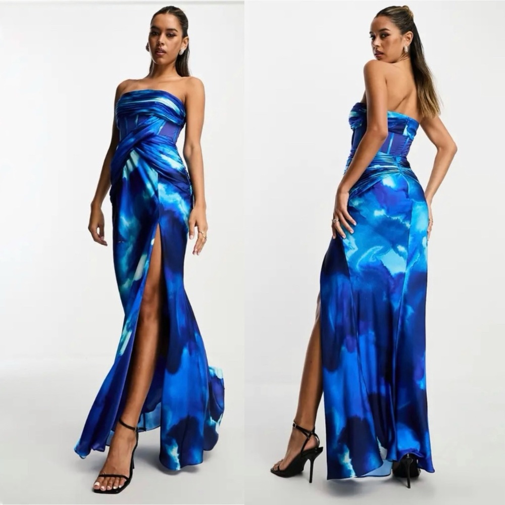 New ASOS DESIGN Strapless Bias Cut Satin Gown